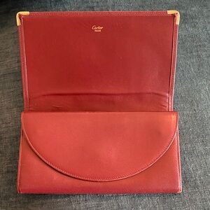 Cartier Red Leather Wallet with Gold Accents